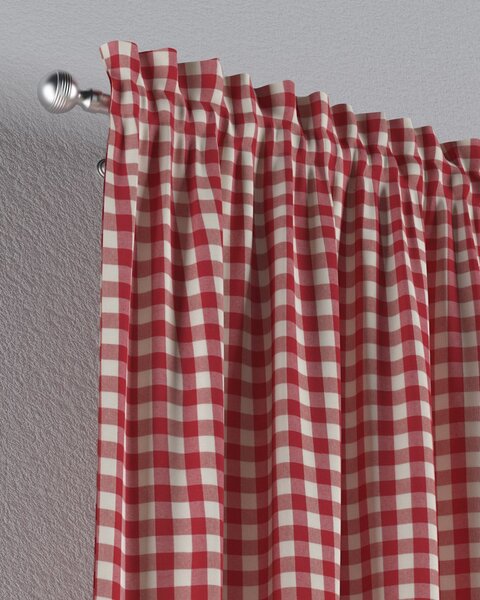 Záves s tunelom a volánom farba produktu červená látka vzorované