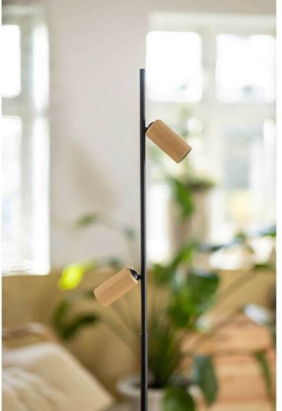Decor F2 LED stojacia lampa, čierna/mosadz, stmievateľné
