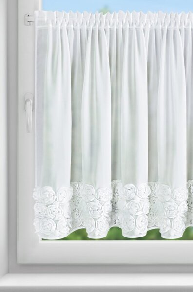 Dekorstudio Hotová biela záclona ROSES 4 na páske 150 x 90 cm