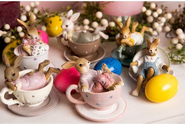 Dekorácia Zajačik v šálke - 11*8*7 cm - Clayre & Eef