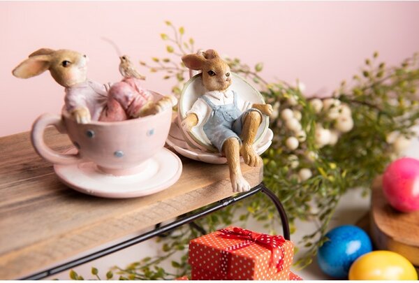 Dekorácia Zajačik v šálke - 11*8*7 cm - Clayre & Eef