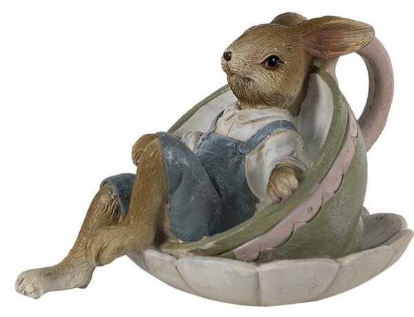 Dekorácia Zajačik v šálke - 11*8*7 cm - Clayre & Eef