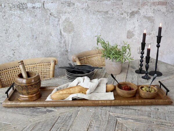 Dlhý úzky drevený servírovací podnos s uchami Tours Tray - 90*20*8 cm - Chic Antique