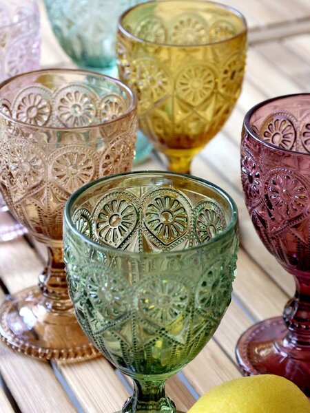 Sada 6ks farebných pohárov na víno Saint-Émilion zúžené - Ø8*15cm / 230ml - Chic Antique
