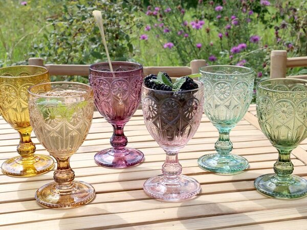 Sada 6ks farebných pohárov na víno Saint-Émilion zúžené - Ø8*15cm / 230ml - Chic Antique