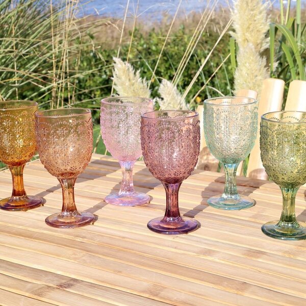 Set 6ks farebných pohárov na víno Saint-Émilion - Ø 7,5*16 cm / 250ml - Chic Antique