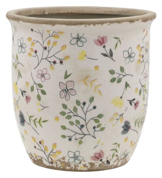 Béžový antik keramický obal kvetináč s kvetmi Cavaillon M - Ø 14,5*14,5 cm - Chic Antique