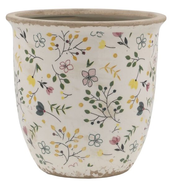 Béžový antik keramický obal kvetináč s kvetmi Cavaillon L - Ø 17*16 cm - Chic Antique