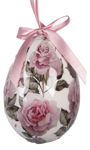 6ks dekorácie závesné vajíčko s ružami Spring Egg - Ø 7*10 cm - Clayre & Eef