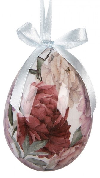 6ks dekorácie závesné vajíčko s ružami Spring Egg - Ø 7*10 cm - Clayre & Eef