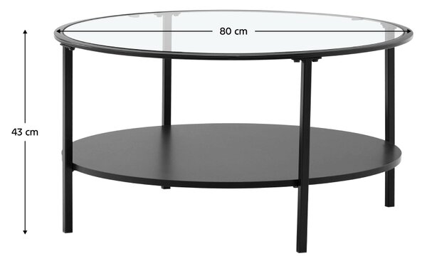 KONDELA Konferenčný stolík, čierna/sklo/kov, PARLAN