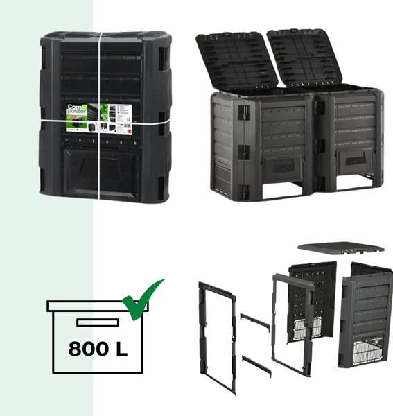 Záhradný kompostér COMPOGREEN, 800l, čierna Prosperplast