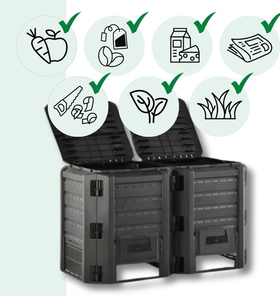 Záhradný kompostér COMPOGREEN, 800l, čierna Prosperplast