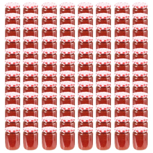 Zaváracie poháre s bielo-červenými viečkami 96 ks 230 ml sklo