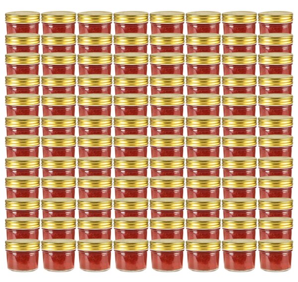 Sklenené zaváracie poháre so zlatými viečkami 96 ks 110 ml