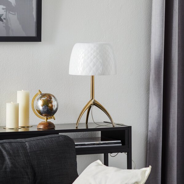 Stolové Lampa Foscarini, Lumiere, stmievateľné, Biela, Obývacia izba, Sklo, Dizajnový