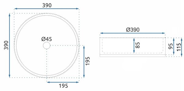 Rea Cristal, sklenené umývadlo na dosku 390x390x95 mm, dymové sklo-nikel brúsený, REA-U8880