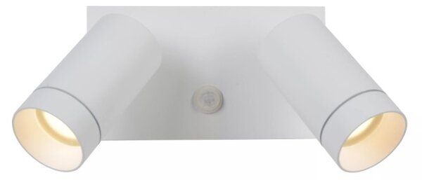 Lucide 09831/02/31 vonkajšia nástenná lampa Taylor 2x5W | GU10 | IP54 - biela, bodová, nastaviteľná, pohybový senzor