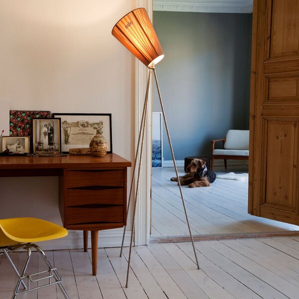 Stojacie Lampa Northern, Oslo Wood, stmievateľné, Béžová, Obývacia izba, Tkanina / Textil, Dizajnový