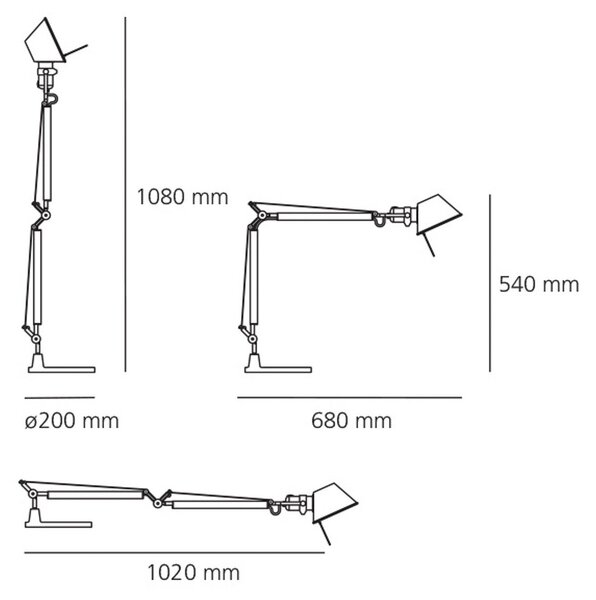Stolové Lampa Artemide, Tolomeo Mini, stmievateľné, Metalická, Obývacia izba, Kov, Dizajnový