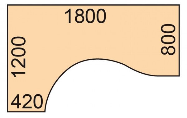 Ergonomický kancelársky písací stôl PRIMO GRAY, 180x120 cm, ľavý, sivá/breza