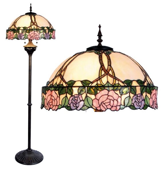 Stojaca lampa Tiffany - Ø 50 * 164 cm 3x E27 / Max 60W - Clayre & Eef