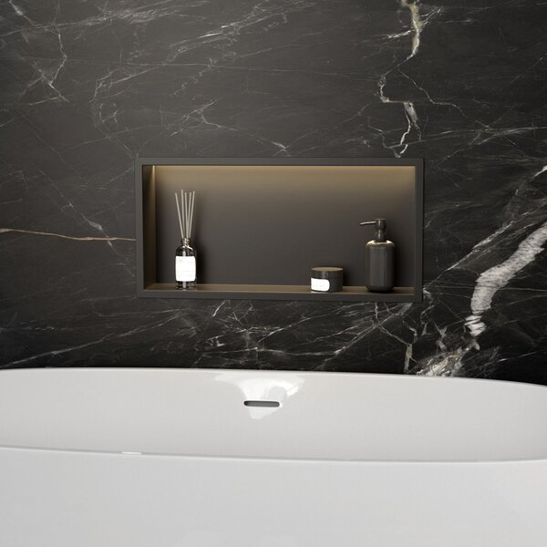 VSTAVANÁ KÚPEĽŇOVÁ POLICA LED 30x60 black
