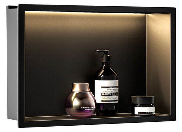 VSTAVANÁ KÚPEĽŇOVÁ POLICA LED 30x45 black