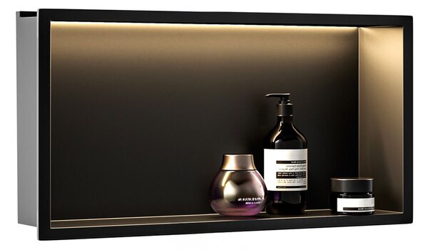 VSTAVANÁ KÚPEĽŇOVÁ POLICA LED 30x60 black