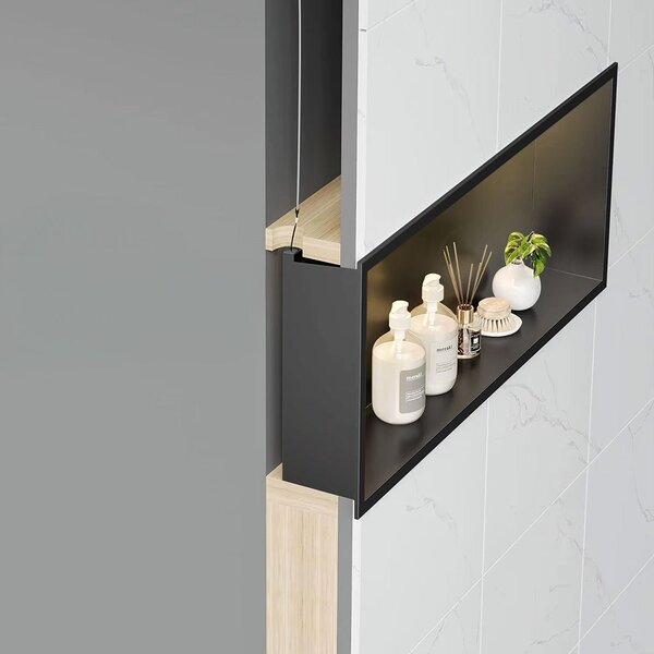 VSTAVANÁ KÚPEĽŇOVÁ POLICA LED 30x45 black