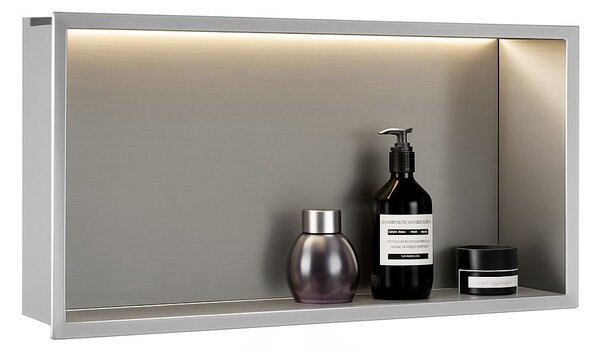 VSTAVANÁ KÚPEĽŇOVÁ POLICA LED 30x60 steel brush