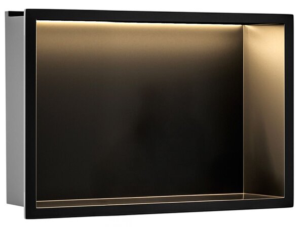 VSTAVANÁ KÚPEĽŇOVÁ POLICA LED 30x45 black