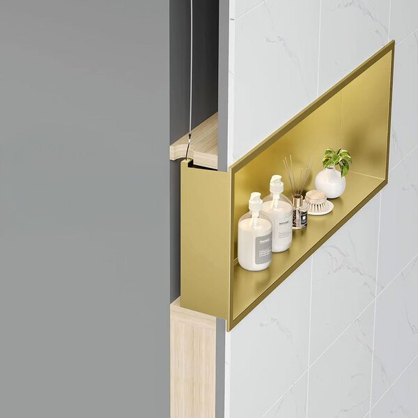 VSTAVANÁ KÚPEĽŇOVÁ POLICA LED 30x60 brush gold
