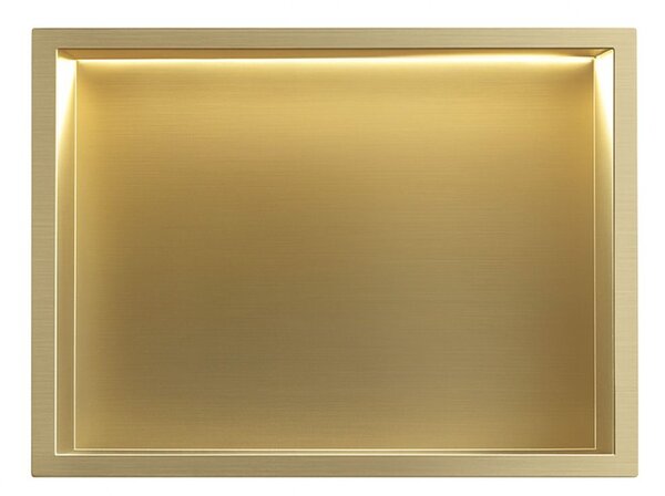 VSTAVANÁ KÚPEĽŇOVÁ POLICA LED 30x45 brush gold