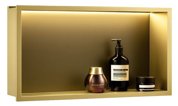 VSTAVANÁ KÚPEĽŇOVÁ POLICA LED 30x60 brush gold