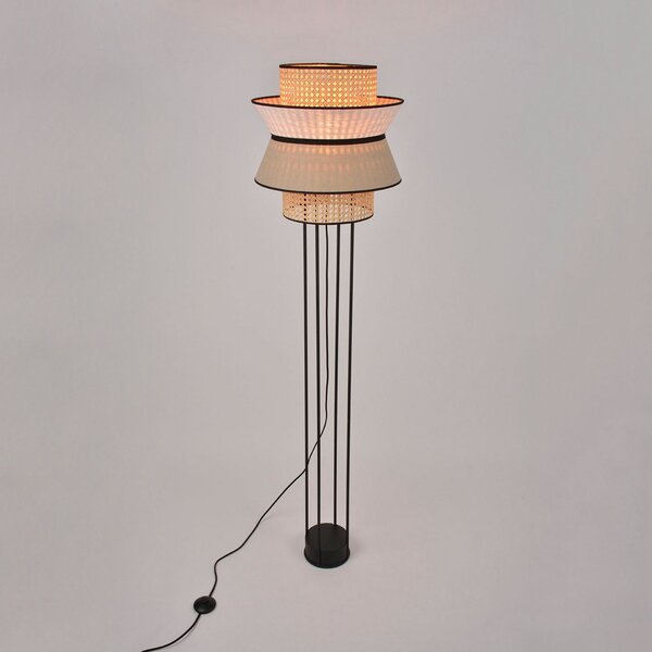 Stojacie Lampa MARKET SET, Singapour DBL, Béžová, Obývacia izba, Drevo, Dizajnový
