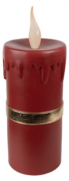 Červená vianočná sviečka so zlatou mašľou Led Candle - 17*18*44 cm / 3*AA - Clayre & Eef