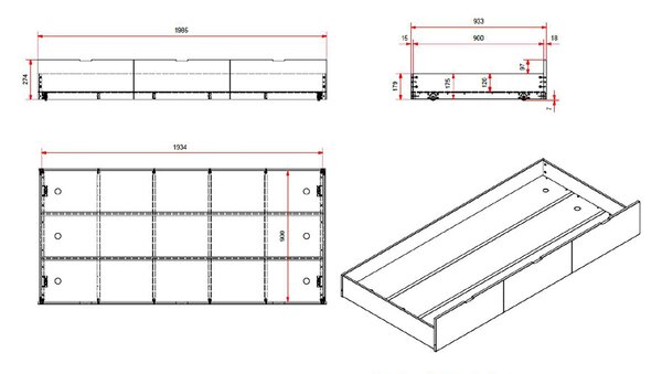 MUZZA Detská posteľ margo dva rady šuplíkov 90 x 200 cm biela