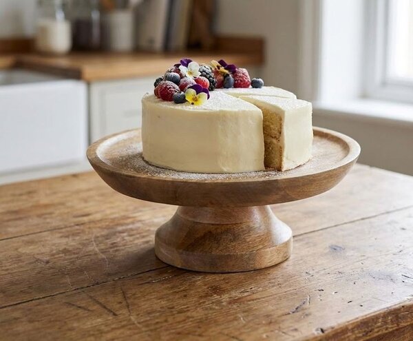 Prírodný drevený podnos na tortu na nohe Wood Cake - Ø 25*10 cm - Mars & More