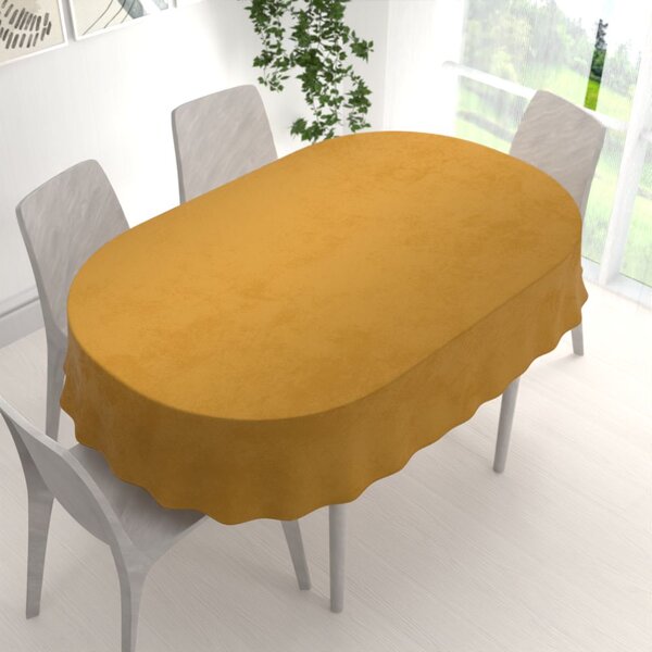 Biante Zamatový oválny obrus Velvet Prémium SVP-047 Horčicový 50x100 cm