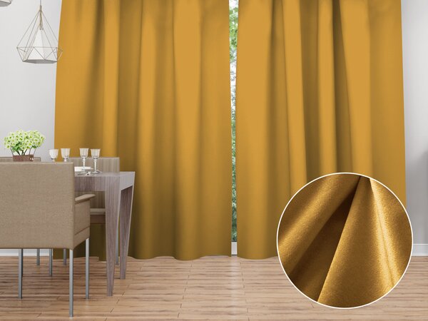 Biante Zamatový záves Velvet Prémium SVP-047 Horčicový 135x140 cm