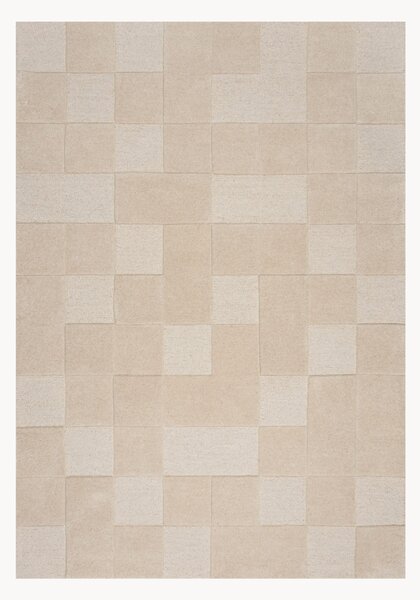 Ručne všívaný vlnený koberec's reliéfnou štruktúrou Checkerboard