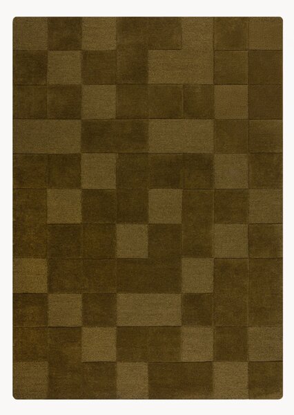 Ručne všívaný vlnený koberec's reliéfnou štruktúrou Checkerboard
