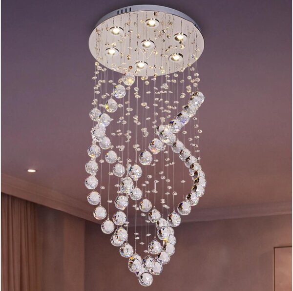 LED krištáľové stropné svietidlo NAURU LED/24W/230V pr. 40 cm lesklý chróm + diaľkové ovládanie