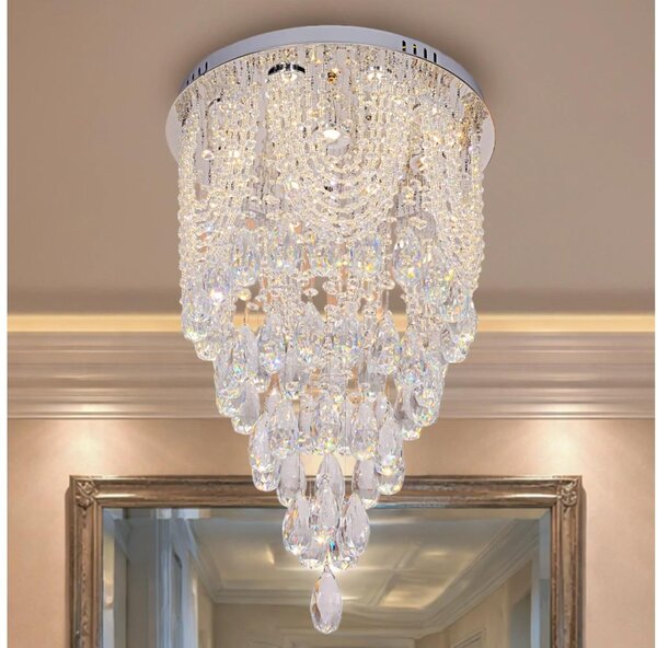 LED Krištáľové stropné svietidlo MAJURO LED/30W/230V pr. 40 cm lesklý chróm + diaľkové ovládanie
