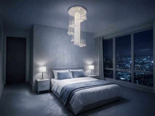 LED krištáľové stropné svietidlo NAURU LED/24W/230V priemer 45 cm lesklý chróm + diaľkový ovládač