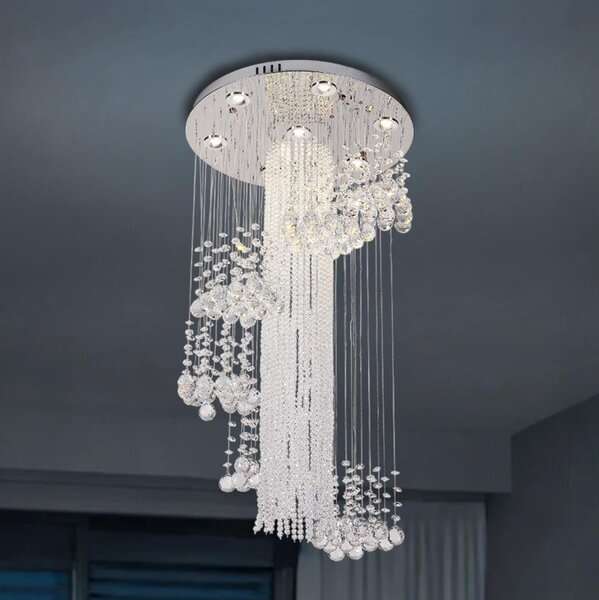 LED krištáľové stropné svietidlo NAURU LED/24W/230V priemer 45 cm lesklý chróm + diaľkový ovládač