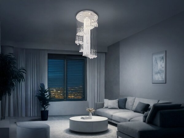LED krištáľové stropné svietidlo NAURU LED/24W/230V priemer 45 cm lesklý chróm + diaľkový ovládač