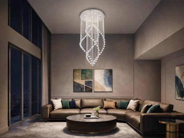 LED krištáľové stropné svietidlo NAURU LED/30W/230V, priemer 60 cm, lesklý chróm + diaľkové ovládanie
