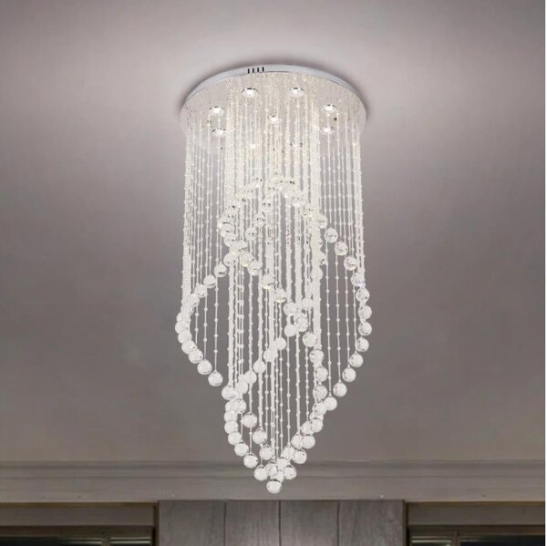 LED krištáľové stropné svietidlo NAURU LED/30W/230V, priemer 60 cm, lesklý chróm + diaľkové ovládanie